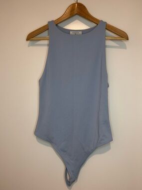 Aritzia Babaton Contour High Neck Bodysuit Dusty Blue Size M